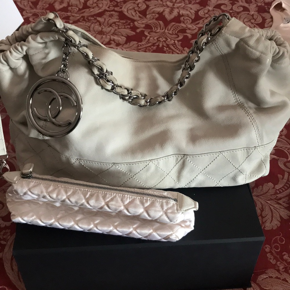 Authentic Chanel White Shoulder Bag